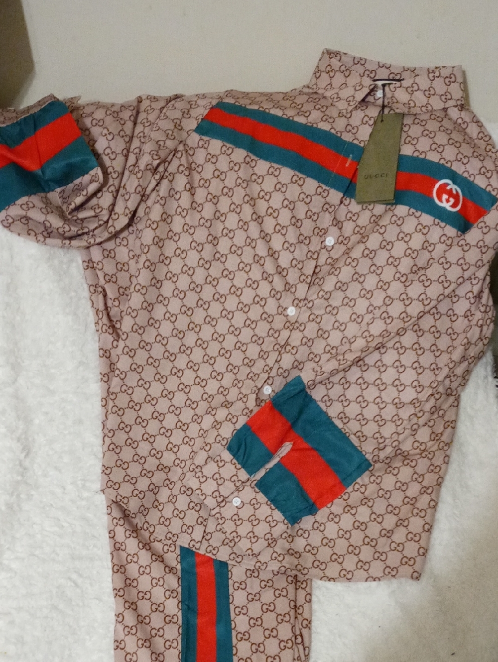 Designer-Inspired with Green-Red Stripe Large - Picture 5 of 7